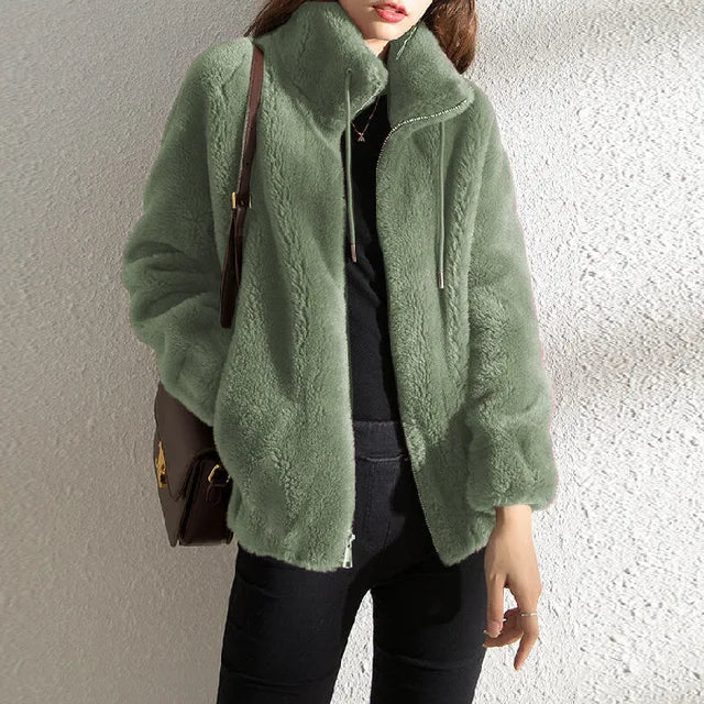 Drune | Damen Fleecejacke mit Kragen und Kordelzug