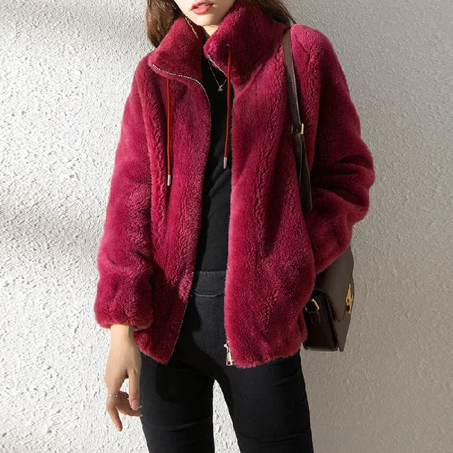 Drune | Damen Fleecejacke mit Kragen und Kordelzug