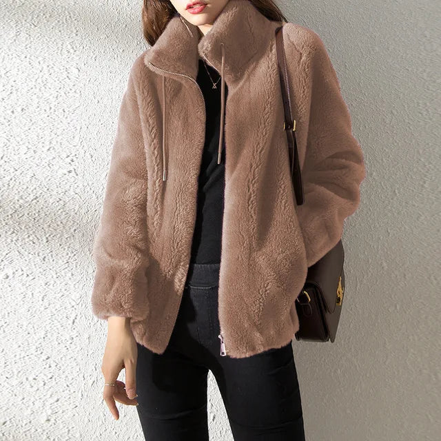Drune | Damen Fleecejacke mit Kragen und Kordelzug