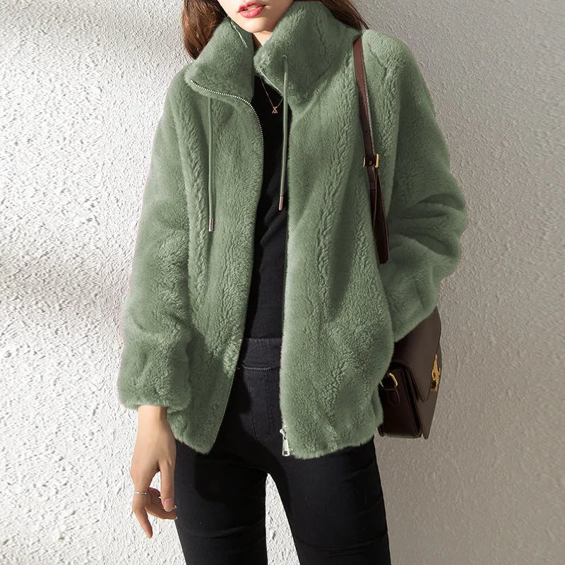 Drune | Damen Fleecejacke mit Kragen und Kordelzug