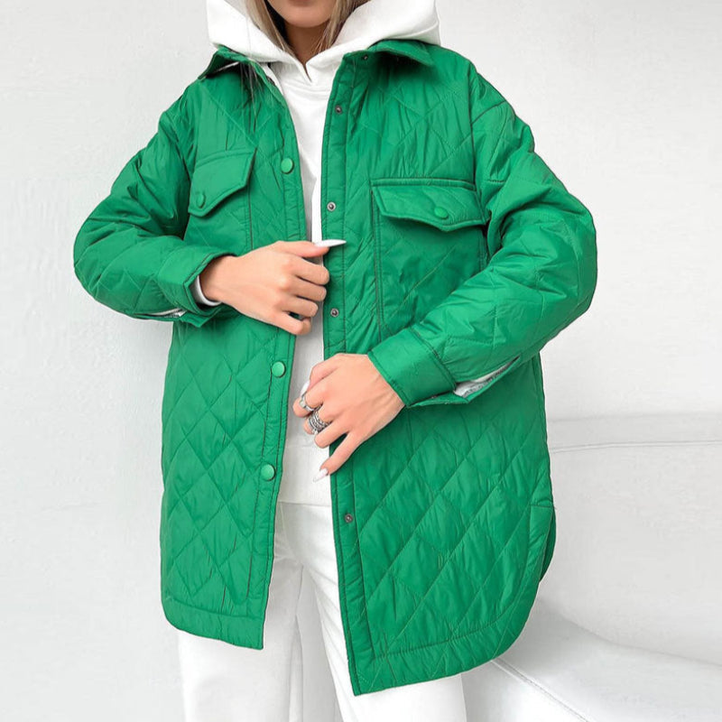 Drune | Damen Wattierte Winterjacke mit Langen Ärmeln und Druckknöpfen