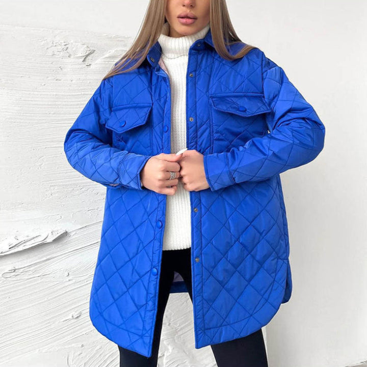 Drune | Damen Wattierte Winterjacke mit Langen Ärmeln und Druckknöpfen