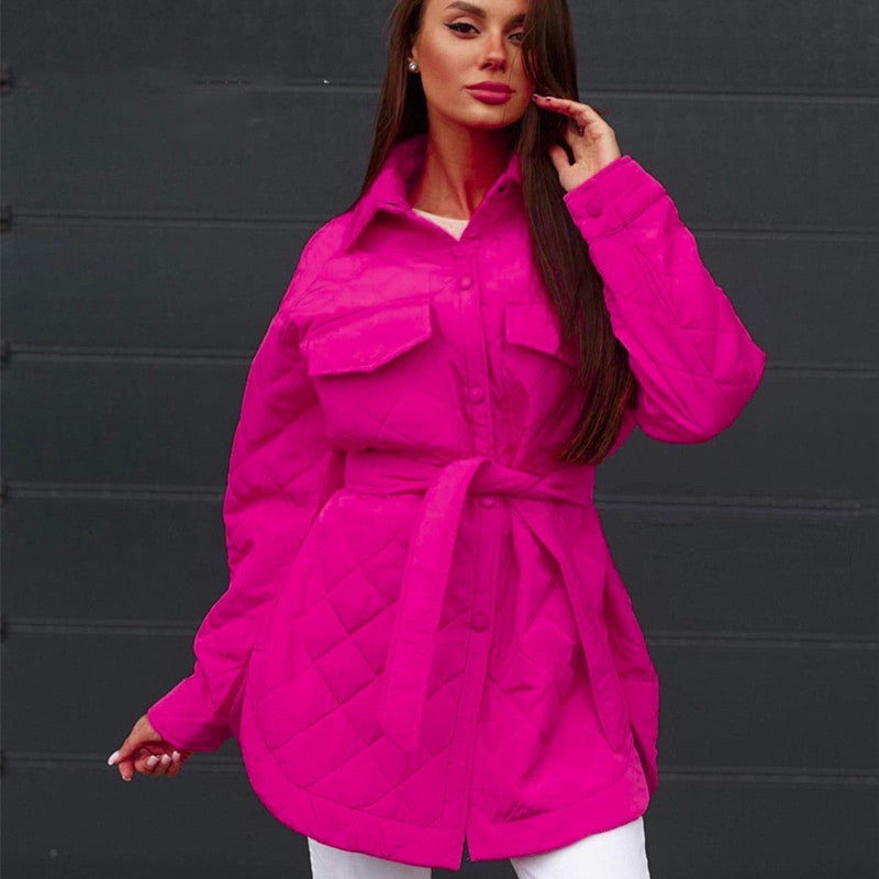 Drune | Damen Wattierte Winterjacke mit Langen Ärmeln und Druckknöpfen