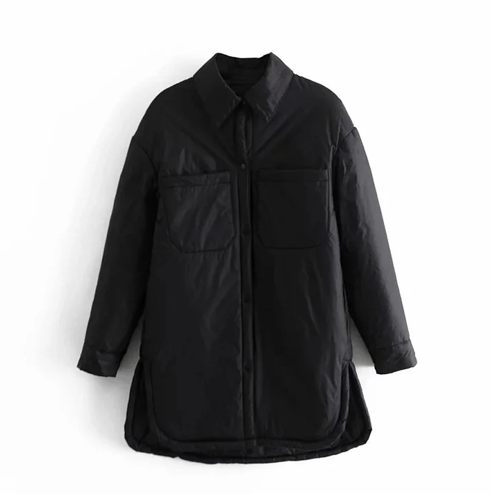Drune | Damen Winterjacke mit langen Ärmeln und Knopfverschluss