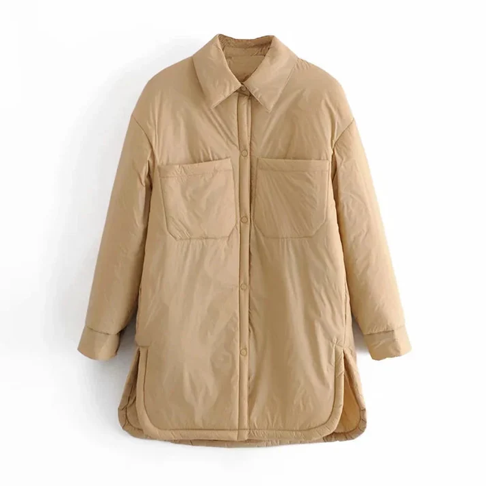Drune | Damen Winterjacke mit langen Ärmeln und Knopfverschluss