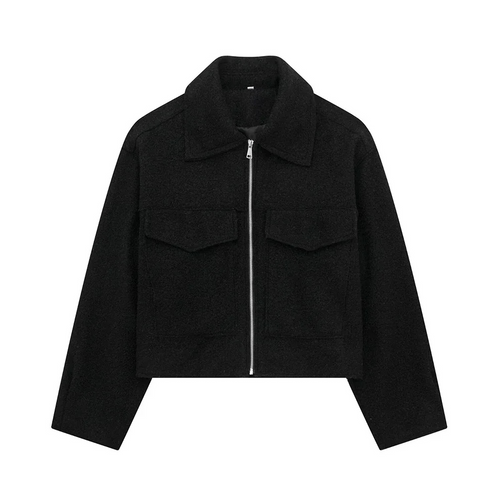 Drune | Zip up Brusttaschen Kurze Jacke Herbstjacke