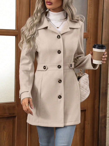 Drune | Damen Winterjacke mit Wolle und Knopfverschluss Auf Der Vorderseite