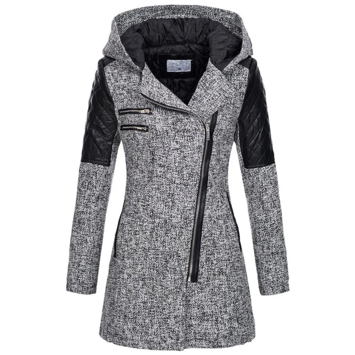 Drune | Damen Winterjacke mit Kapuze und Asymmetrischem Reissverschluss