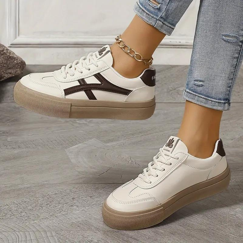 Damen Sneakers, Dicke Sohle, Schnürschuhe, Low Top Sneakers, Skate Schuhe Drune
