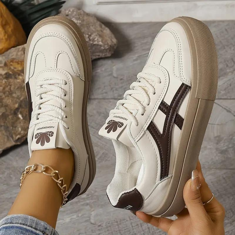 Damen Sneakers, Dicke Sohle, Schnürschuhe, Low Top Sneakers, Skate Schuhe Drune