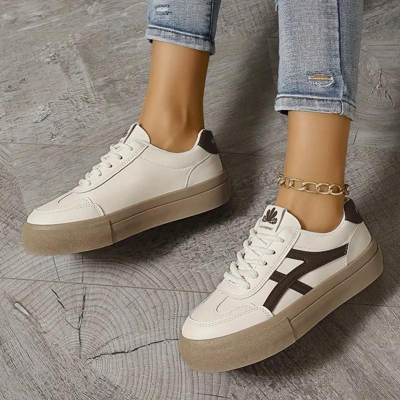 Damen Sneakers, Dicke Sohle, Schnürschuhe, Low Top Sneakers, Skate Schuhe Drune