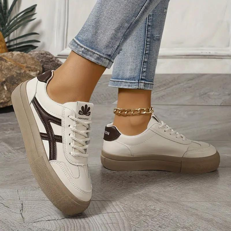 Damen Sneakers, Dicke Sohle, Schnürschuhe, Low Top Sneakers, Skate Schuhe Drune