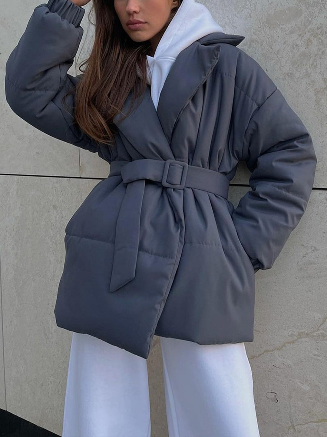 Drune | Übergröße Gürtel Gepolsterte Jacke Daunenjacke