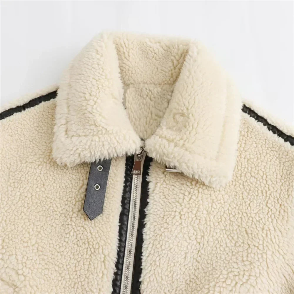 Drune | Warme & weiche Sherpa-Jacke mit Kragen und Reißverschluss für den Winter