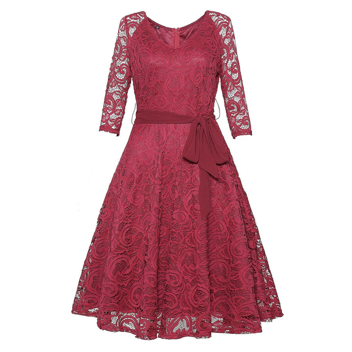 Drune | Spitzen-Illusionsärmel Cocktailkleid