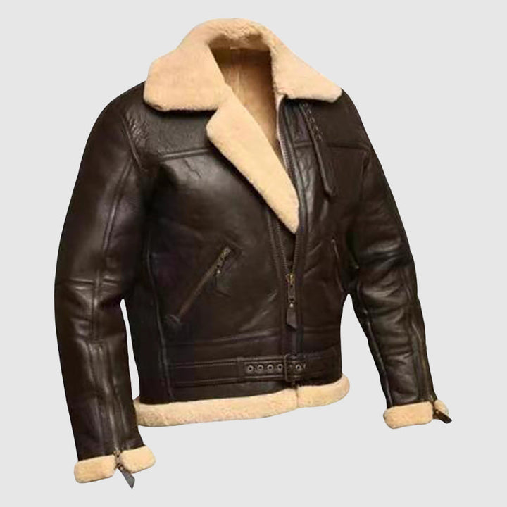 Drune | Braune PU-Lederjacke für Männer