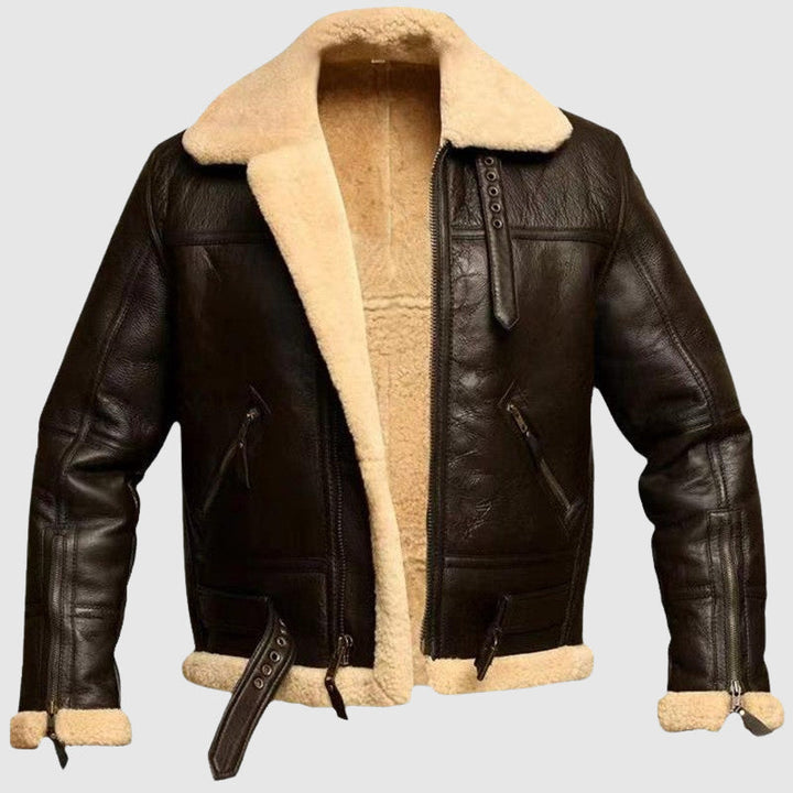 Drune | Braune PU-Lederjacke für Männer