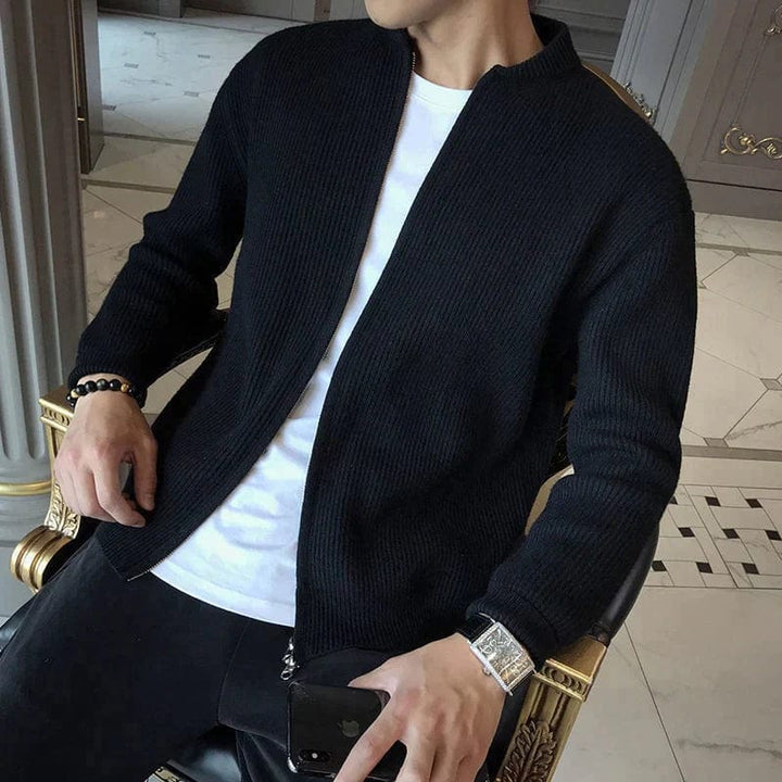 Drune | Strickjacke Rippstruktur Reißverschlussdesign Klassisch Und Stilvoll