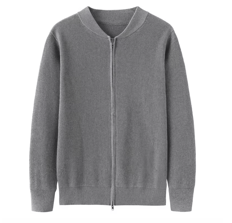 Drune | Strickjacke Rippstruktur Reißverschlussdesign Klassisch Und Stilvoll