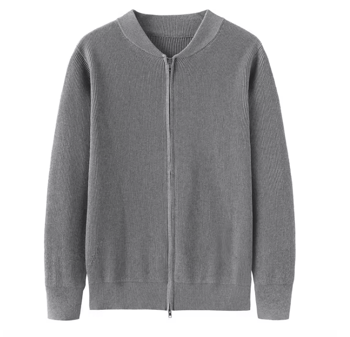 Drune | Strickjacke Rippstruktur Reißverschlussdesign Klassisch Und Stilvoll
