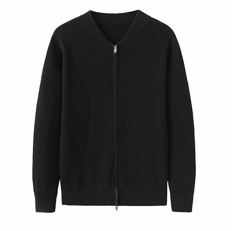Drune | Strickjacke Rippstruktur Reißverschlussdesign Klassisch Und Stilvoll