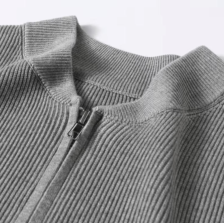 Drune | Strickjacke Rippstruktur Reißverschlussdesign Klassisch Und Stilvoll