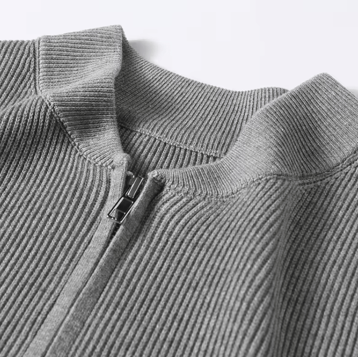 Drune | Strickjacke Rippstruktur Reißverschlussdesign Klassisch Und Stilvoll