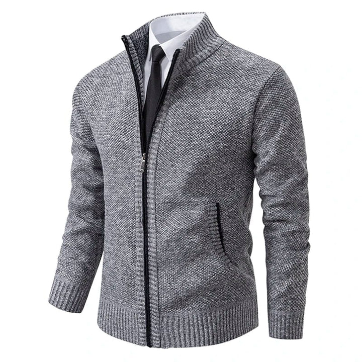 Drune | Strickjacke Reißverschluss Hoher Kragen Slim Fit Rippenbündchen