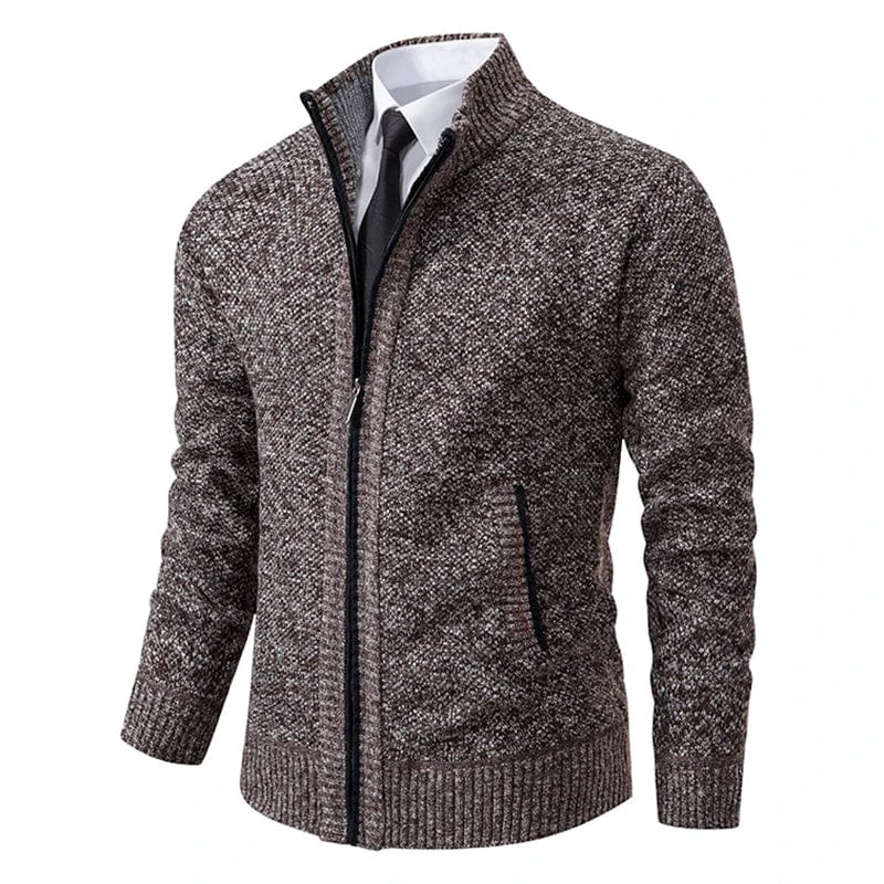 Drune | Strickjacke Reißverschluss Hoher Kragen Slim Fit Rippenbündchen