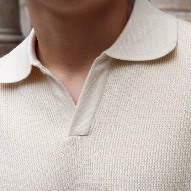 Drune | Strickpullover Polo Kragen V-Ausschnitt Langarm Bequeme Passform