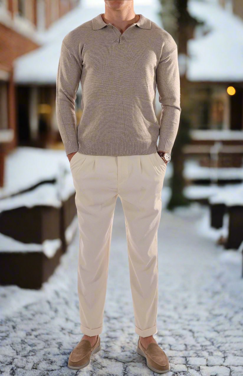 Drune | Polo Pullover Wollmischung Reguläre Passform Langarm Mit Rippbündchen