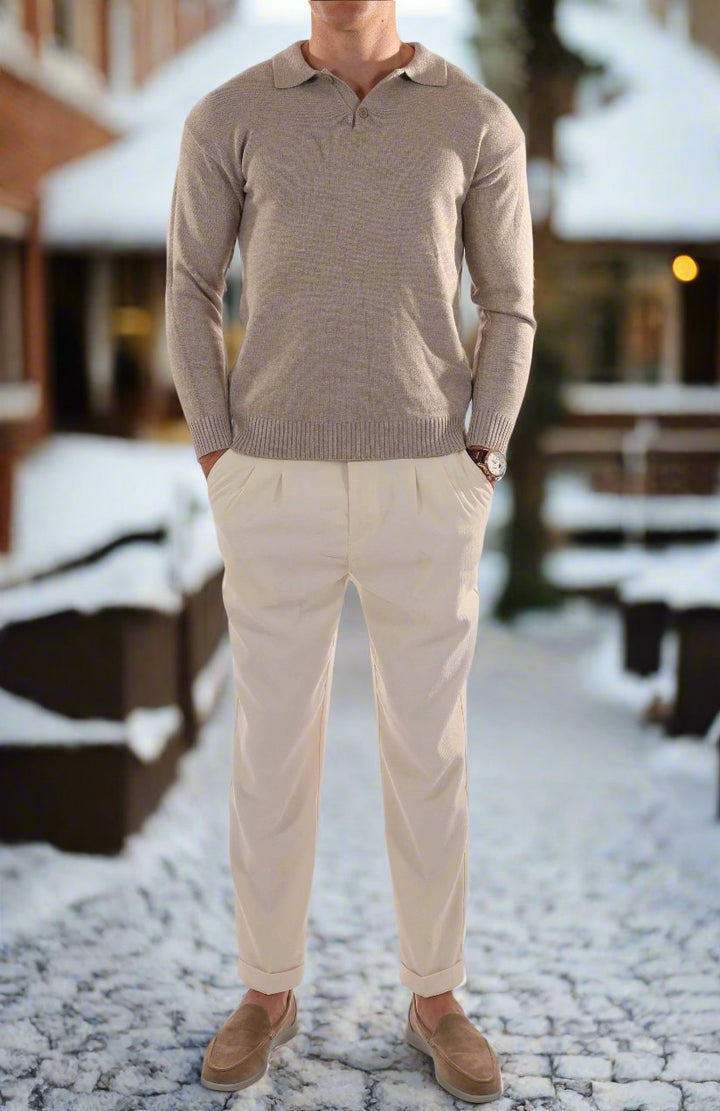 Drune | Polo Pullover Wollmischung Reguläre Passform Langarm Mit Rippbündchen