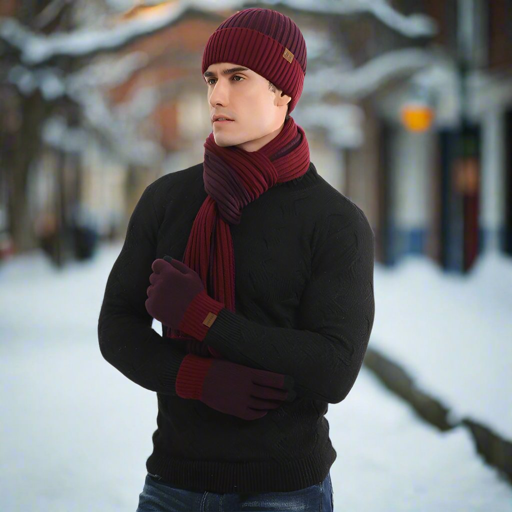 Drune | Strickmütze Und Schal Weich Und Warm Geripptes Elastisches Material