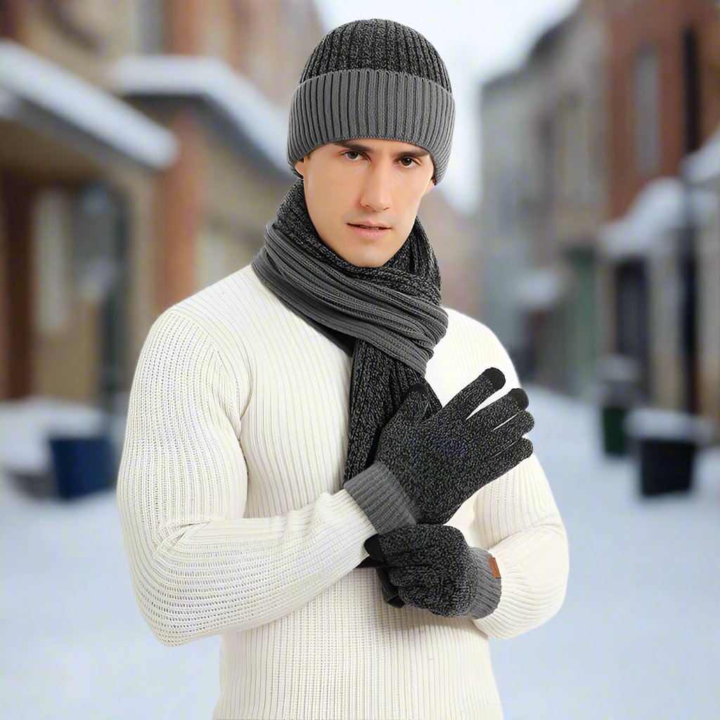 Drune | Strickmütze Und Schal Weich Und Warm Geripptes Elastisches Material