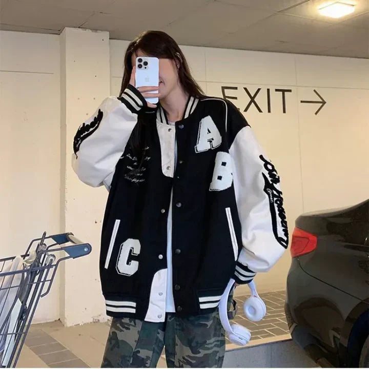 Drune | Damen Vintage Bomber Baseballjacke Plus-Size