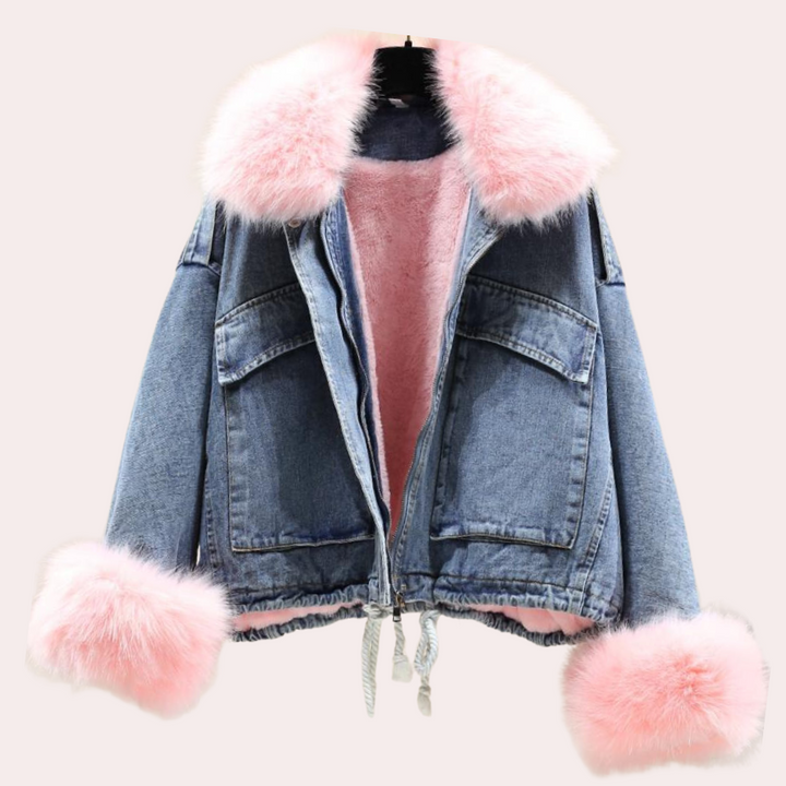 Drune | Damen Stylische Denim Daunen Winterjacke