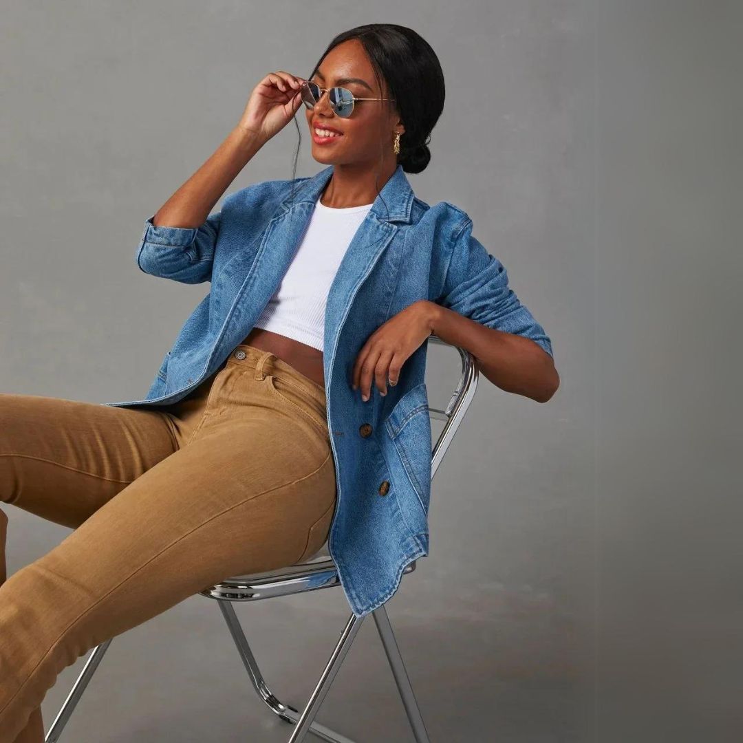 Drune | Blazer Lang Blau Jacke Blazer für Frauen