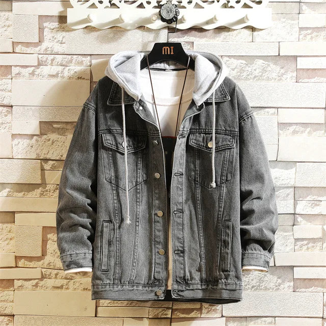 Drune | Abnehmbarer Denim Jacke Mit Kapuze Für Männer