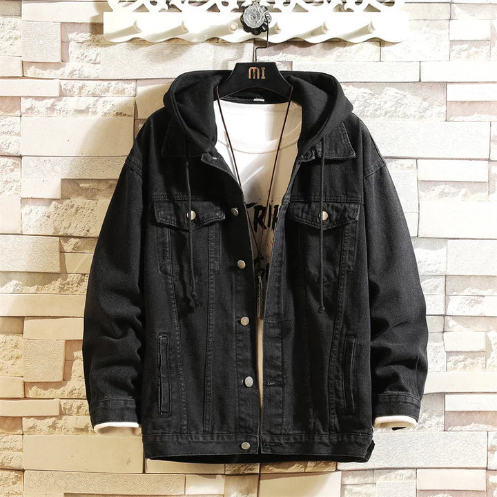 Drune | Abnehmbarer Denim Jacke Mit Kapuze Für Männer