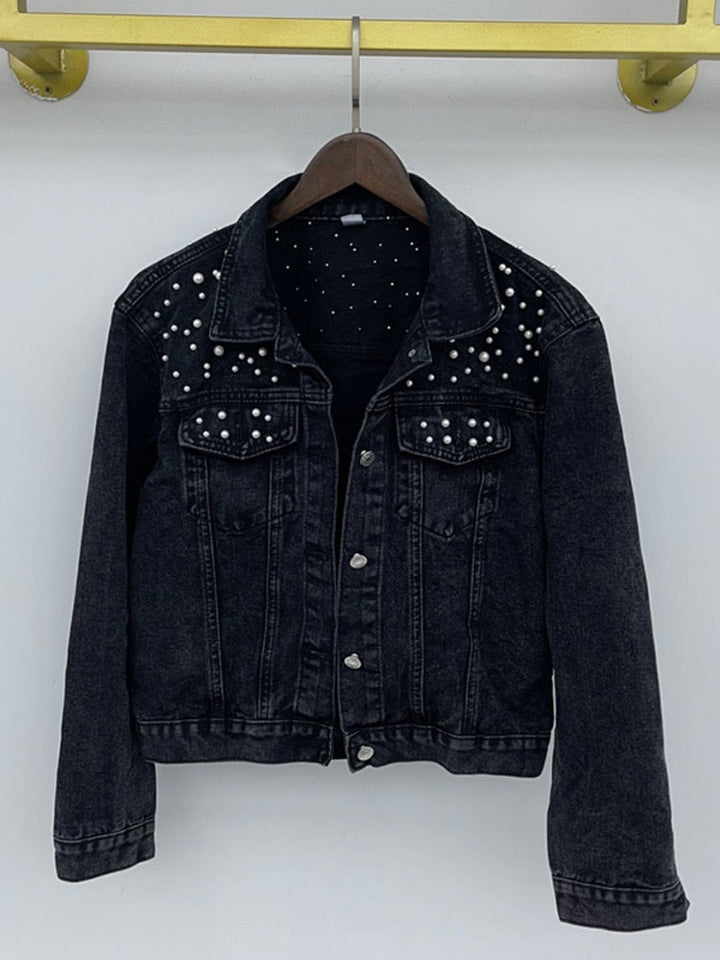 Drune | Jacke Perlen Reguläre Passform Jacke mit Perlen Denimwear Damenjacke
