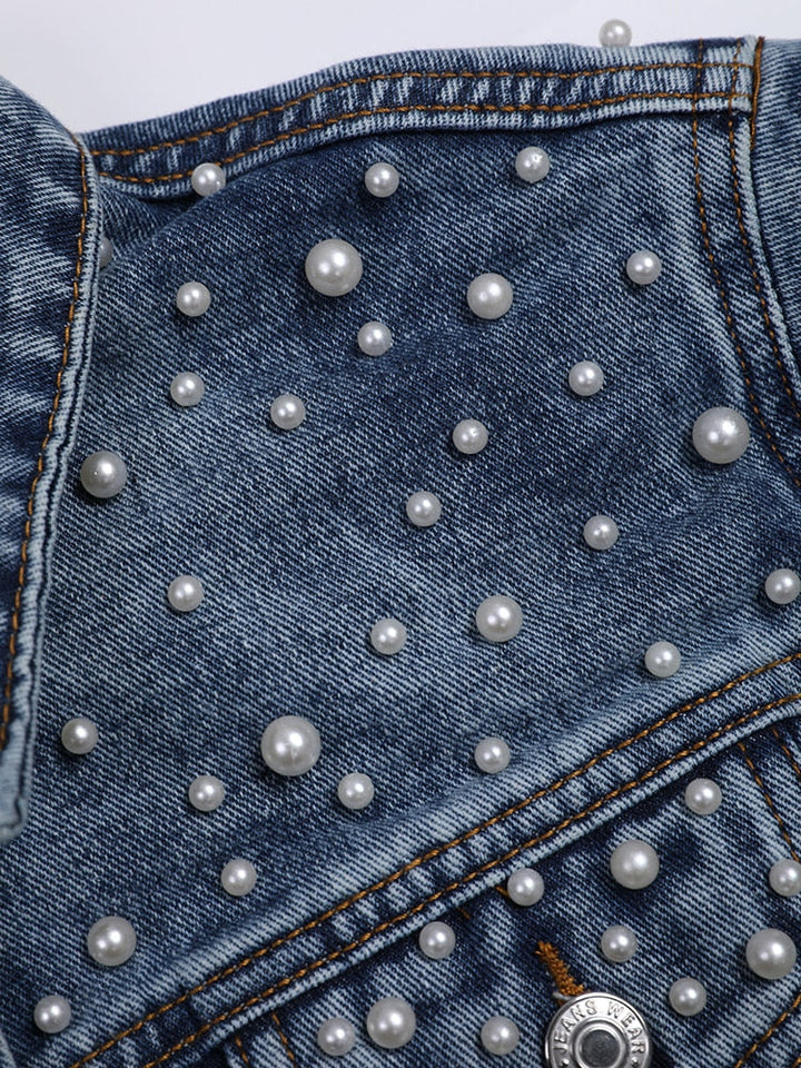 Drune | Jacke Perlen Reguläre Passform Jacke mit Perlen Denimwear Damenjacke