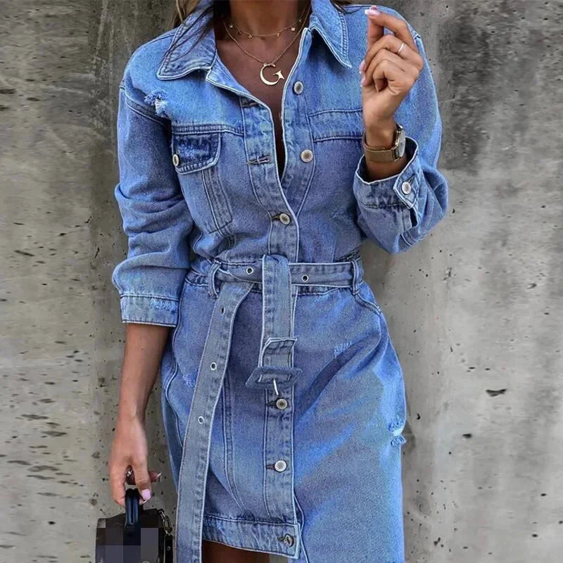Drune | Kleid Langarm Button Up Hemdkleid Minikleid