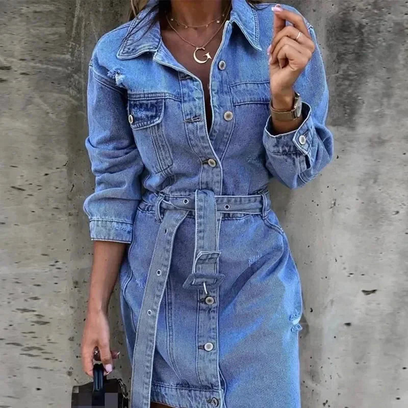 Drune | Kleid Langarm Button Up Hemdkleid Minikleid