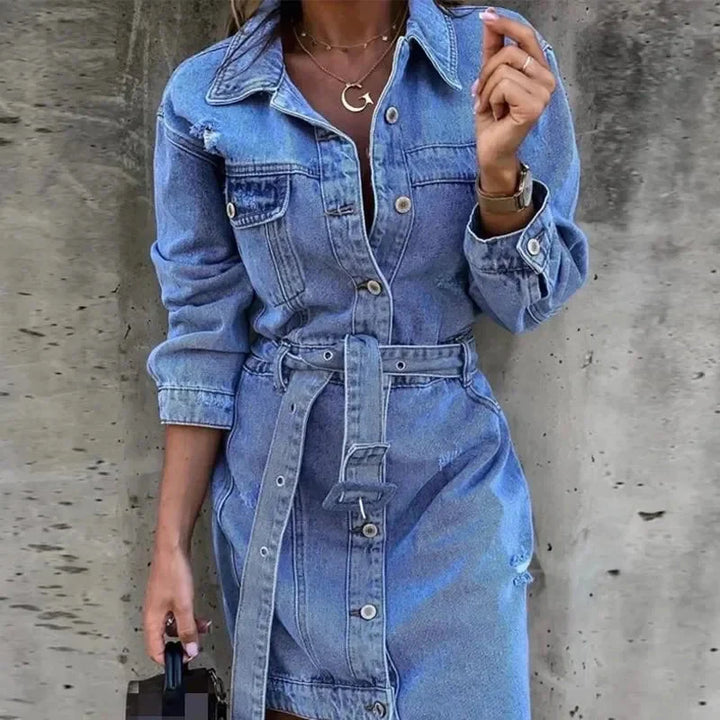 Drune | Kleid Langarm Button Up Hemdkleid Minikleid