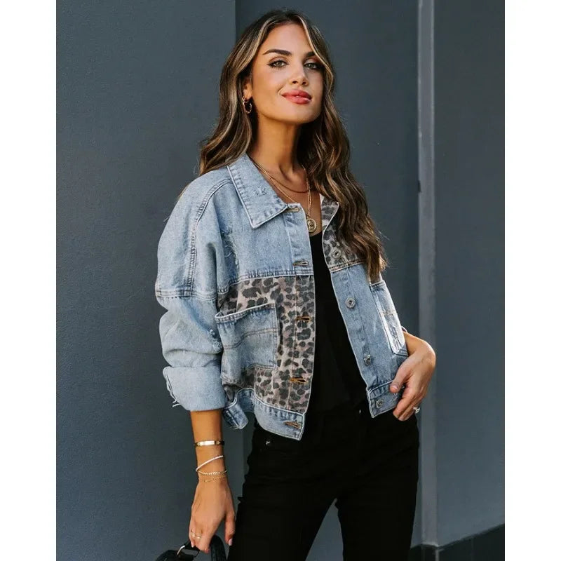 Drune | Stilvolle Leoparden-Denimjacke