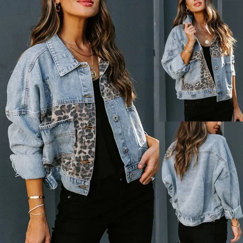 Drune | Stilvolle Leoparden-Denimjacke