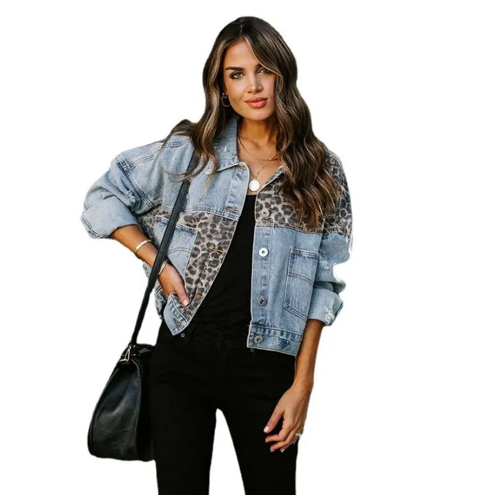 Drune | Stilvolle Leopard Denimjacke