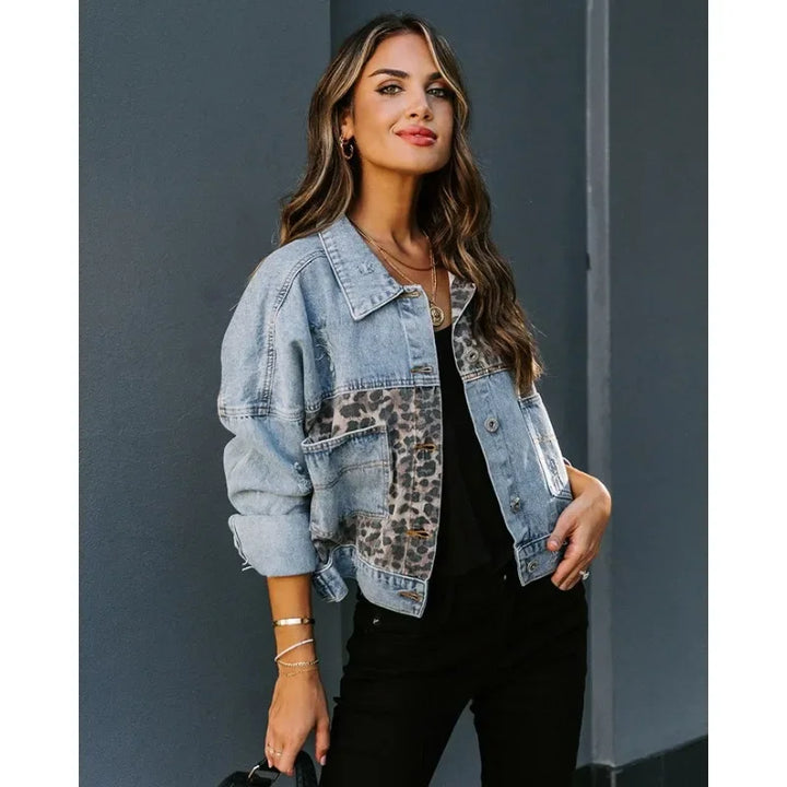 Drune | Stilvolle Leopard Denimjacke