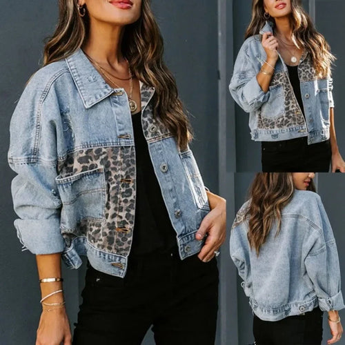 Drune | Stilvolle Leopard Denimjacke