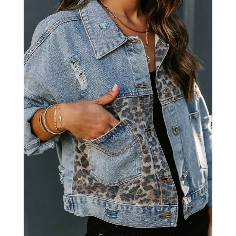 Drune | Stilvolle Leoparden-Denimjacke